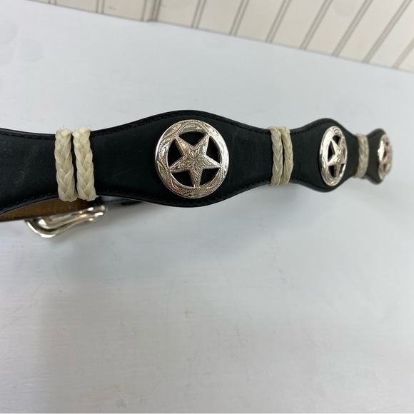 Ranger Belt Company Women’s Black Brown Concho Handtooled Leather Belt Sz 36 - Picture 6 of 14